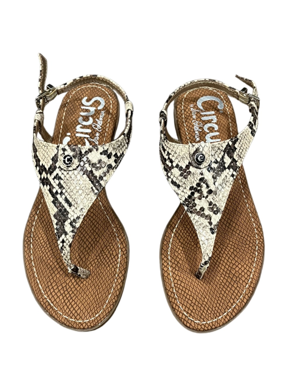 NWT Circus by Sam Edelman Snake Print T Strap Sandals Size 6.5